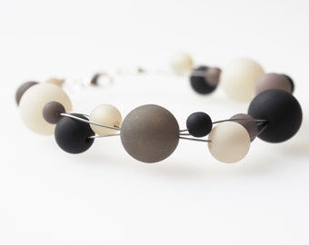 grey black bracelet polaris pearls handmade