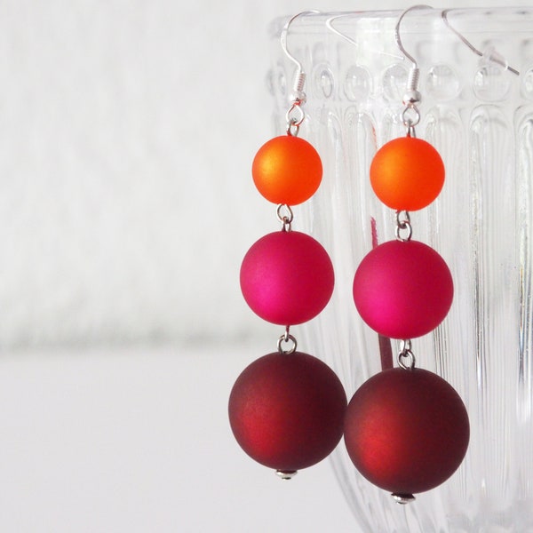 earrings berry pink orange polaris beads color block 925er silver