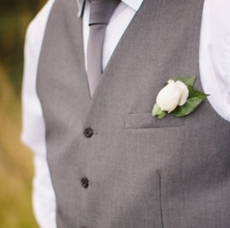 Simple Classic Rosebud in Real Touch Buttonhole White Rose