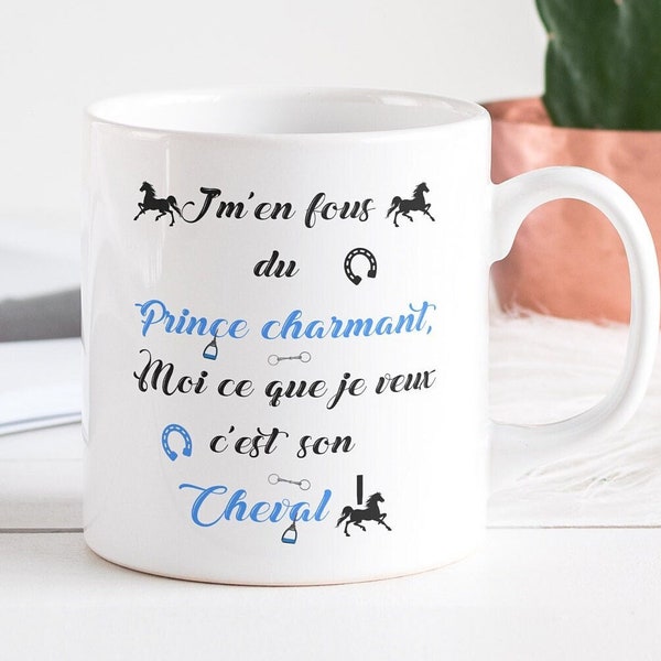 Tasse personnalisée animal, mug personnalisé cheval, prince charmant, cadeau humoristique pour cavalière