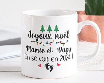 Mug personnalisé annonce grossesse, futur bébé cadeau papy, mamie, tonton, tate....