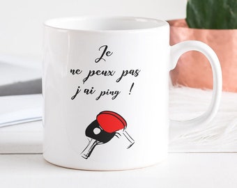Personalized ping-pong mug, Table tennis, personalized tennis player gift, personalized ceramic mug