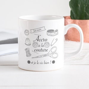 Mug personnalisé, Mug accro à la couture, Mug original et personnalisable, cadeau , tasse classique ou magique, image 1