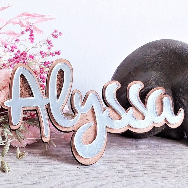 First name in wood and acrylic, event decoration or child's room,