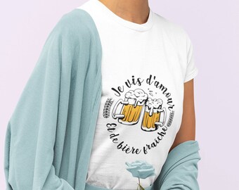 T-shirt personnalisé femme,  tshirt humoristique bière, cadeau bière, T-shirt design, t-shirt humour