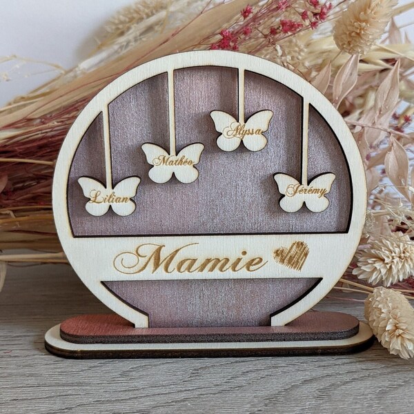 Cadeau personnalisé mamie, ornement bois personnalisable,  cadre en bois mamie, cadeau fête des grand-mères,