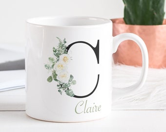 Mug personnalisé Monogramme et prénom, idée cadeau anniversaire