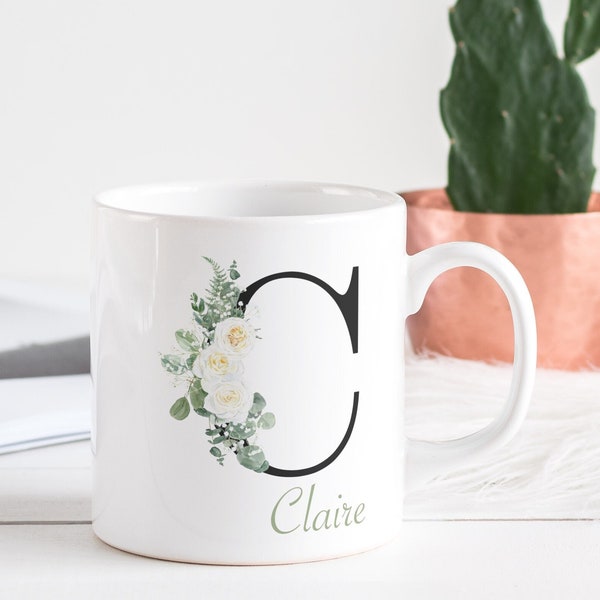 Mug personnalisé Monogramme et prénom, idée cadeau anniversaire