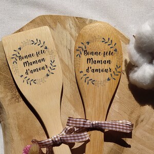 Cuillère en bois personnalisée de cuisine, Spatule de cuisine Personnalisée Cadeau personnalisé Fête des mères image 1