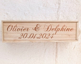 Personalized wine box, personalized wooden case, wedding anniversary date, wine box, DAD GIFT, customizable wedding gift
