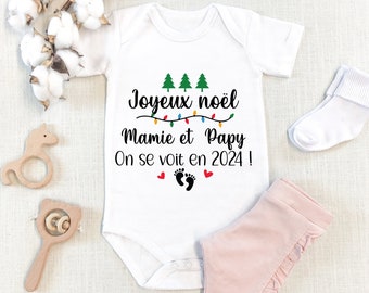 Personalized baby body announces granny and grandpa! Christmas gift future birth, pregnancy announcement