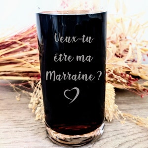 verre gravé personnalisé Demande parrain ou marraine idée cadeau veux-tu être ma marraine, veux-tu être mon parrain plusieurs modèles image 1