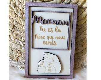 Magnet en bois personnalisé maman, idée cadeau fête des mères texte personnalisable, Aimant photo pour réfrigérateur, cadeaux personnalisés