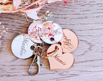 Personalized heart keyring engraved with your first names! Personalized gift, Grandma's Day gift,