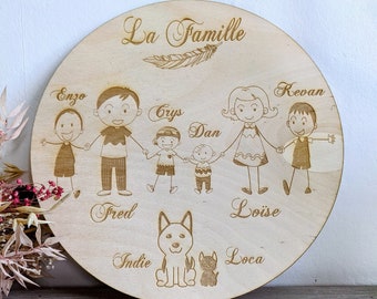 Tableau personnalisé bois famille, cadre famille original idée cadeau fête des pères / mères