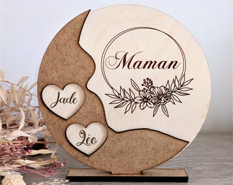 Cadeau maman personnalisé, plaque en bois Maman, personnalisable prénom fête des Mères