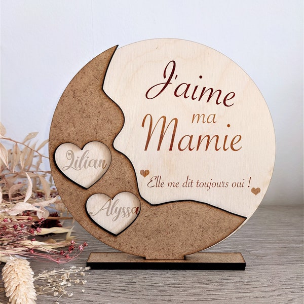 Cadeau mamie personnalisé, plaque en bois mamie, personnalisable prénom fête des mamies