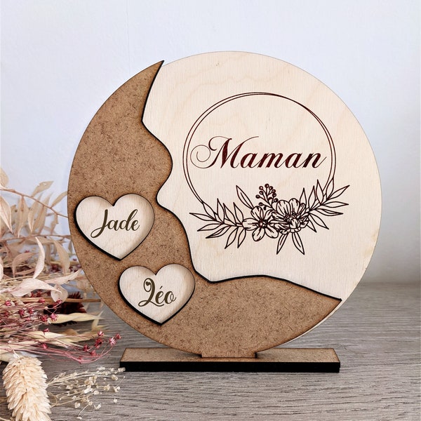 Cadeau maman personnalisé, plaque en bois Maman, personnalisable prénom fête des Mères