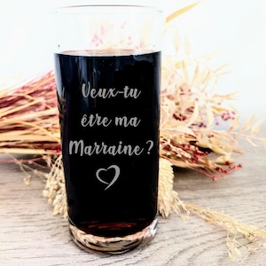 verre gravé personnalisé Demande parrain ou marraine idée cadeau veux-tu être ma marraine, veux-tu être mon parrain plusieurs modèles image 2