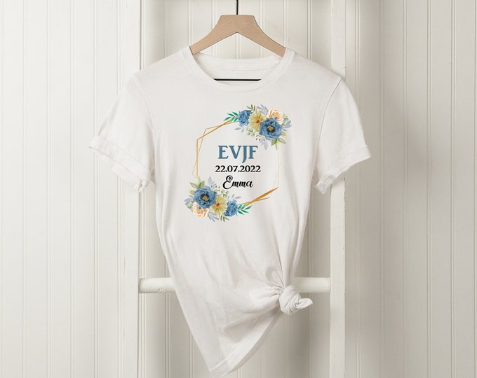T-shirt EVFJ personnalisé, Texte personnalisable : Témoin, équipe de la mariée, team mariée, Demoiselle d'honneur ect....