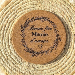 Personalized cork trivet, grandmother gift idea Happy Mothers Day image 1