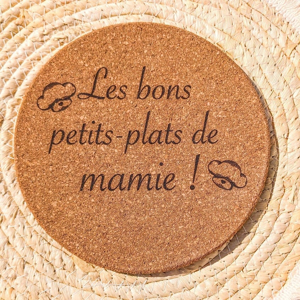 Dessous-de-plat personnalisé en liège , idée cadeau ! Les bons petits plats !