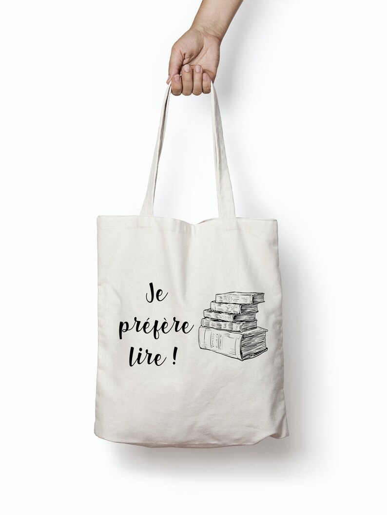 Tote bag personnalisable je préfère lire, idée cadeau fan de lecture roman