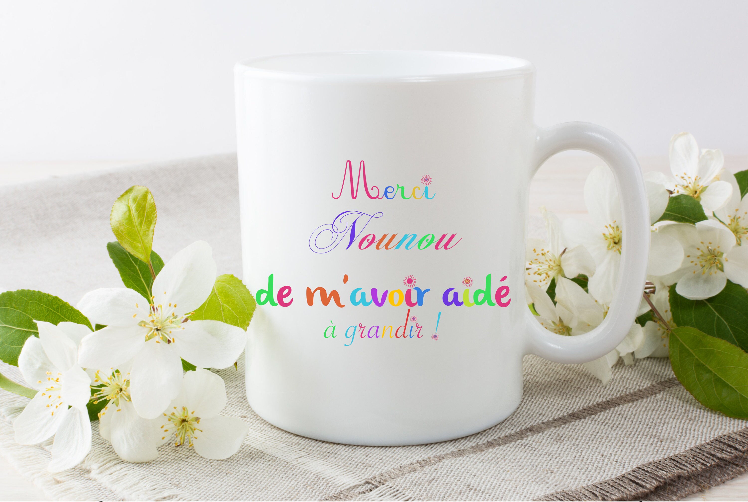 Mug Personnalisé, Mug Merci Nounou de M'avoir Aidé à Grandir , Cadeau Pour Les Nounous, Tasse Café, 