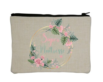 Pochette Super maîtresse personnalisée ! idée cadeau remerciement nounou, Atsem, AESH, maîtresse