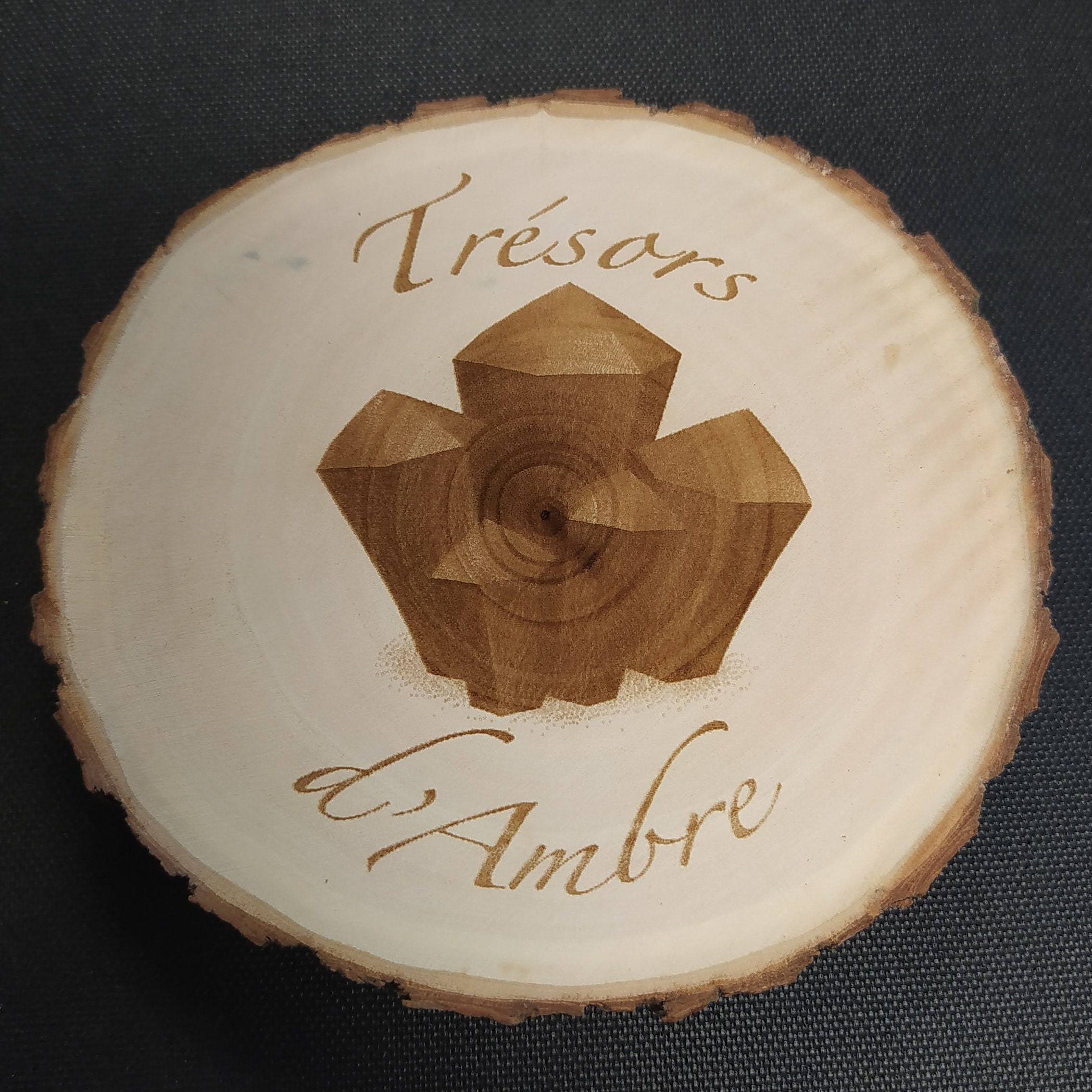 Décoration en Bois Gravé Personnalisé, Sous-Verre Rondin de et Personnalisé. Idée Cadeau Mariage, An