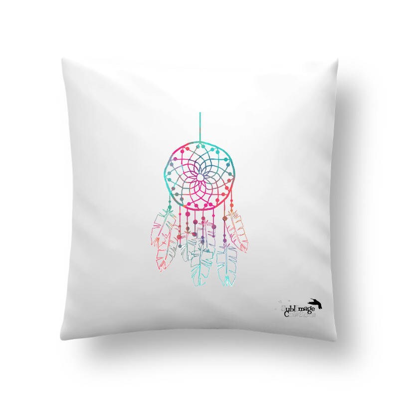 Coussin Personnalisé Attrape-Rêve Idée Cadeau Original et Personnalisée, 40x40cm, Coussin Peau de Pè