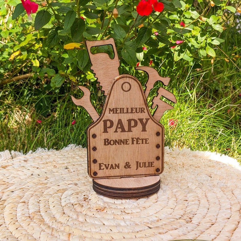 Cadeau personnalisé papy, ornement en bois personnalisé idée cadeau fête des papys image 1