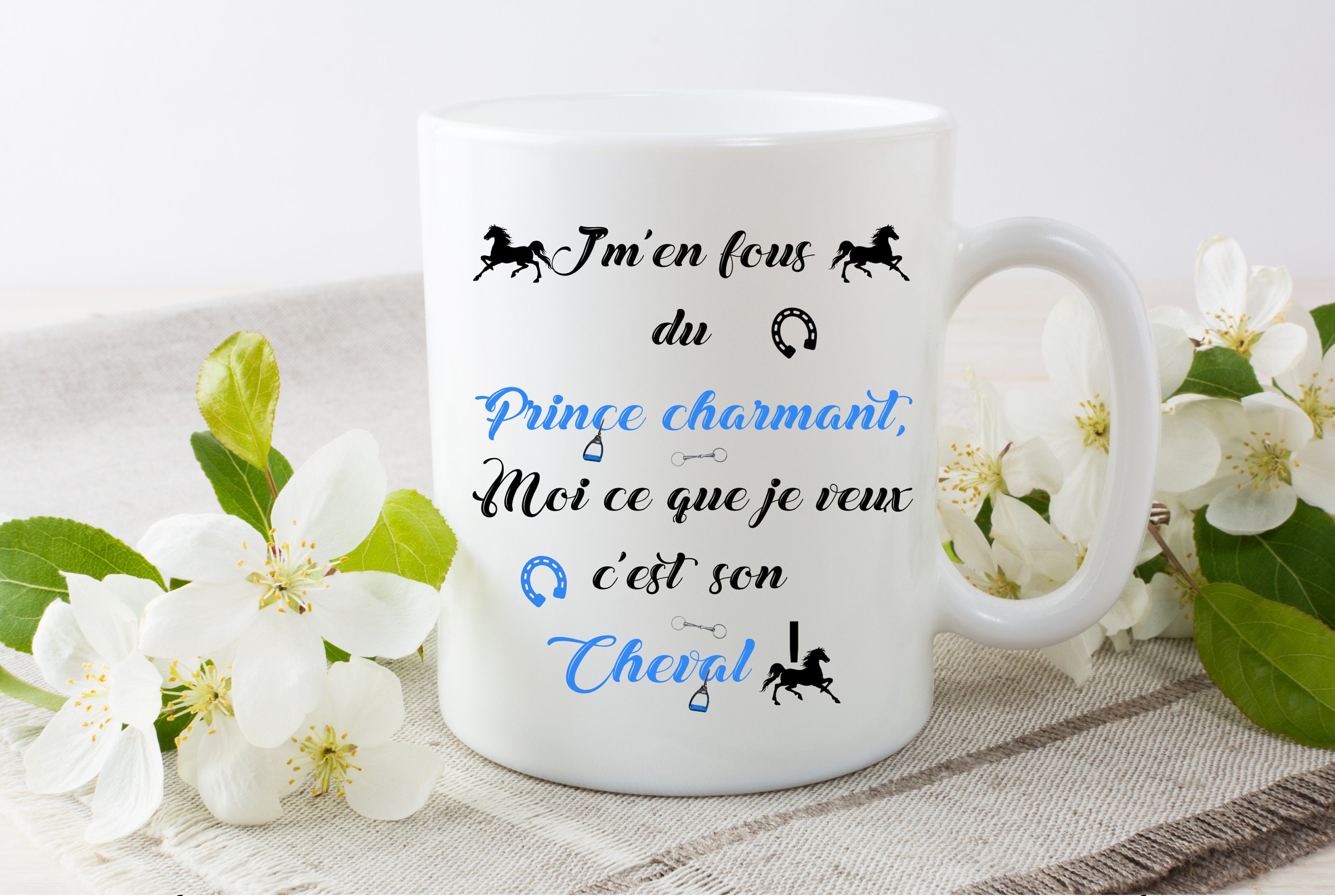 Mug Humoristique Cheval et Prince Charmant Cadeau Pour Cavalière, Passion