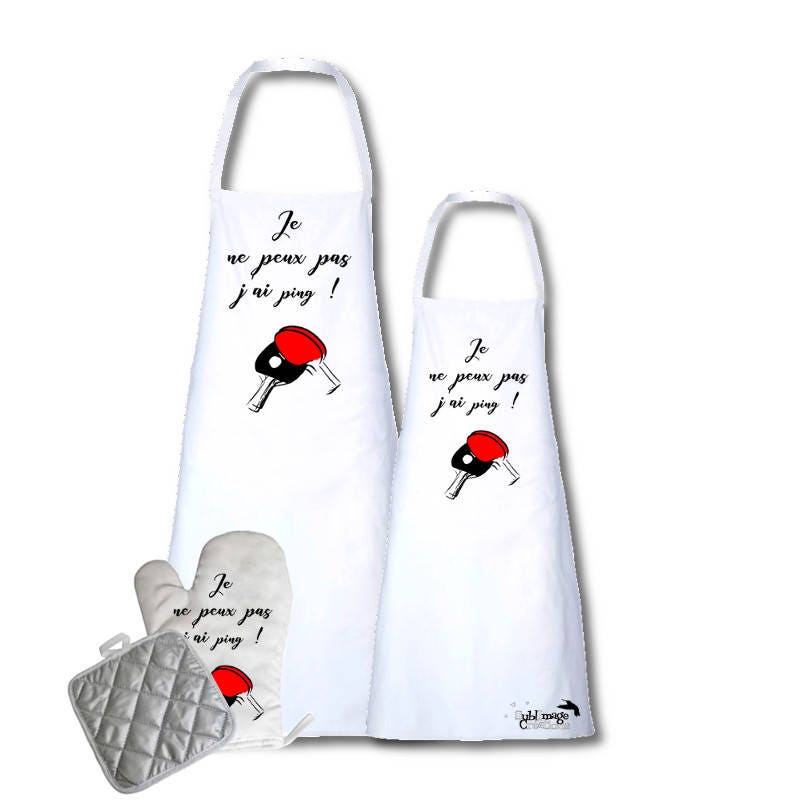 Tablier de Cuisine, Gant et Manique - Kit Cuisine Original Personnalisable Humour, Cadeau, Je Ne Peu