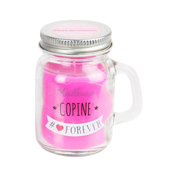 Bougie Parfumée Fleur De Cerisier Mini Mason Jar Avec Son Couvercle Amitié