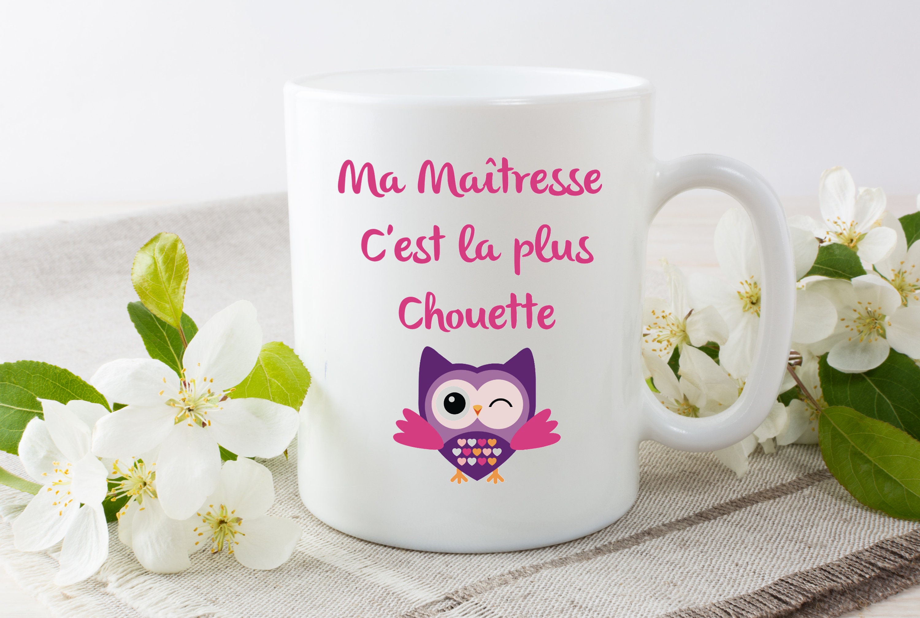Mug Original et Personnalisable Ma Maîtresse C'est La Plus Chouette, Cadeau Pour Maîtresse, Tasse Cé