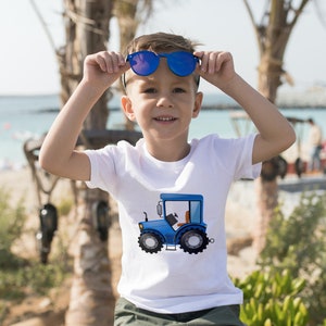 Camiseta infantil personalizada de vehículo: Tractor y retroexcavadora Varios modelos y tamaños disponibles imagen 1