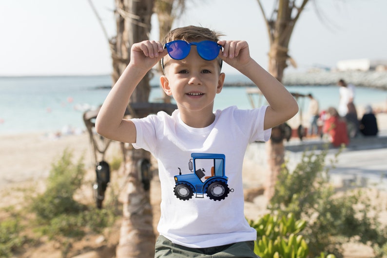 Personalized children's vehicle t-shirt: Tractor and backhoe loader Several models and sizes available image 1