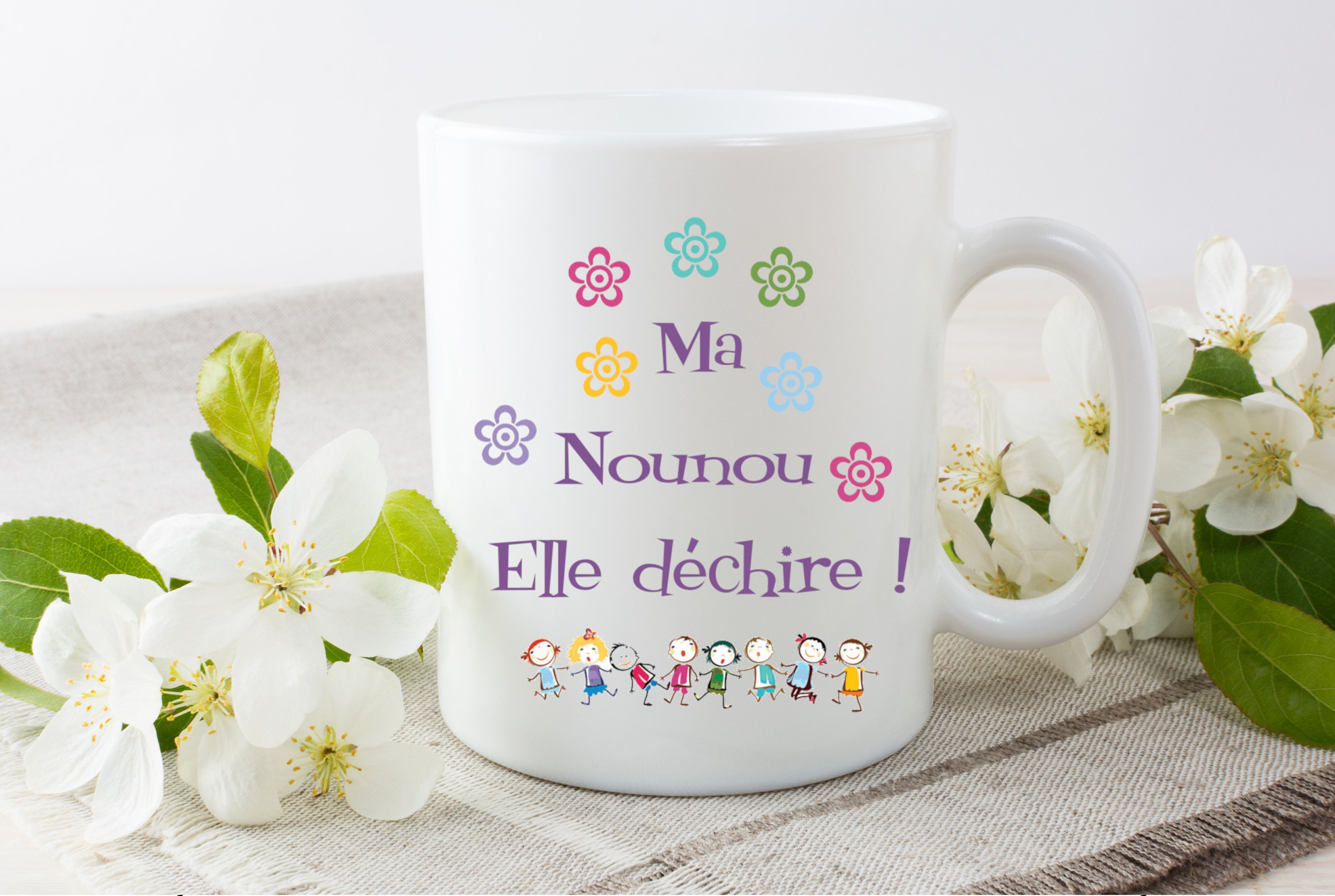 Mug Personnalisé, Mug Ma Nounou Elle Déchire , Cadeau Pour Les Nounous, Tasse à Café, Tasse Thé
