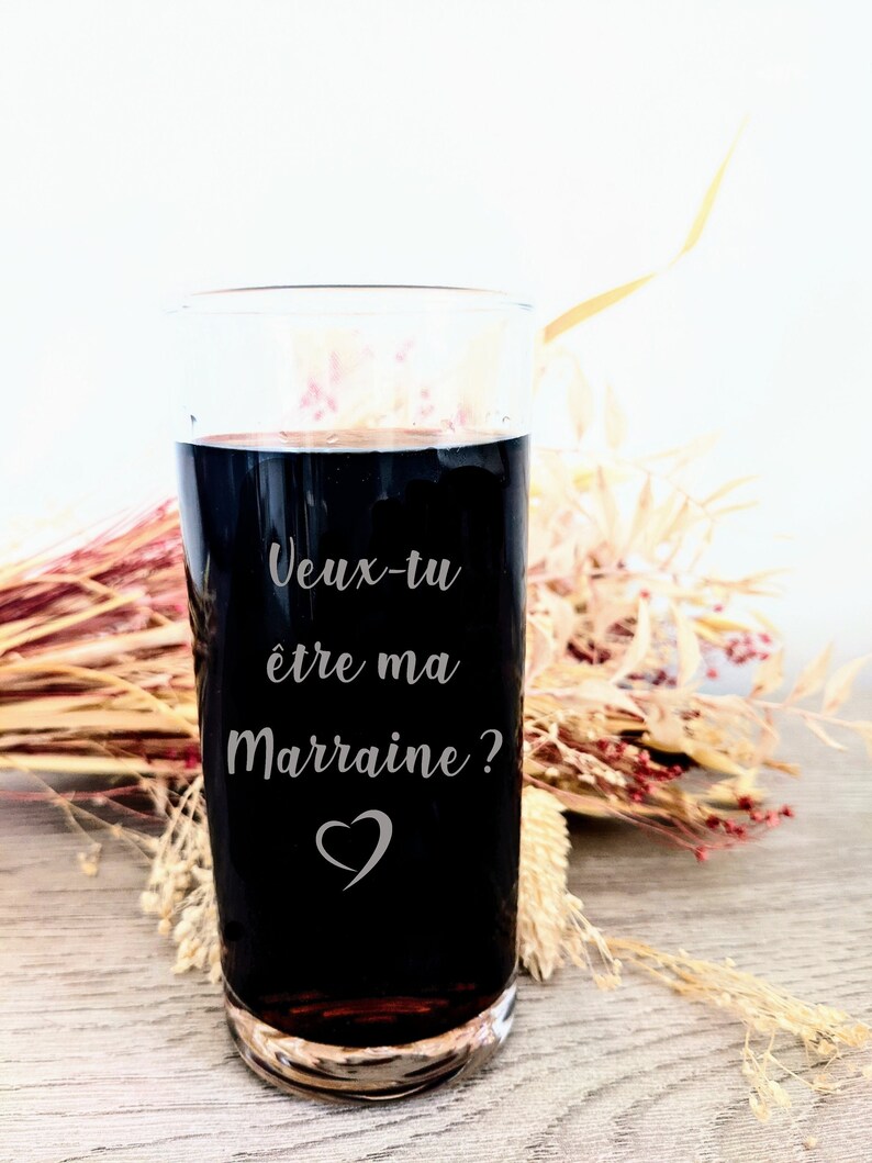 verre gravé personnalisé Demande parrain ou marraine idée cadeau veux-tu être ma marraine, veux-tu être mon parrain plusieurs modèles image 2