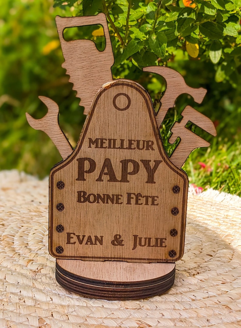 Cadeau personnalisé papy, ornement en bois personnalisé idée cadeau fête des papys image 2