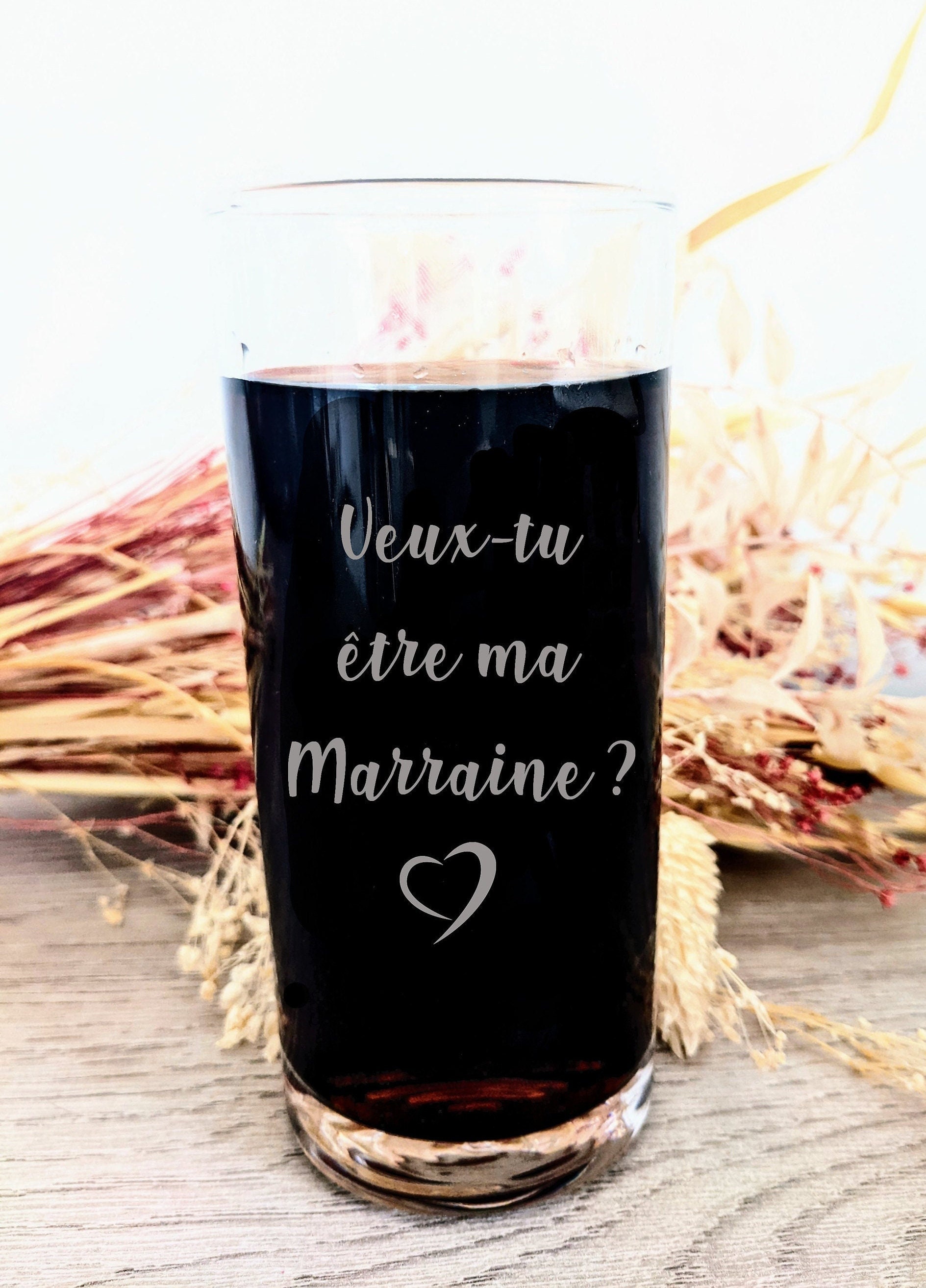 Verre Gravé Personnalisé Demande Parrain ou Marraine Idée Cadeau Veux-Tu Être Ma Marraine, Mon ? Plu