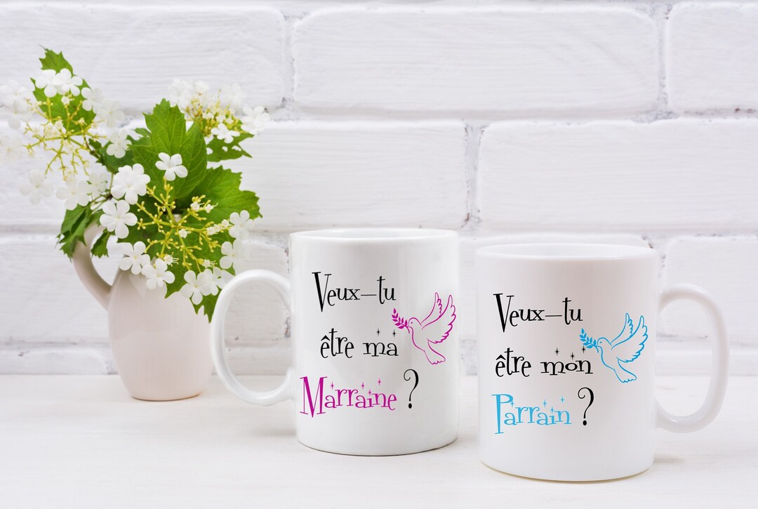 Mug personnalisé marraine ou parrain, demande original veux tu être ma