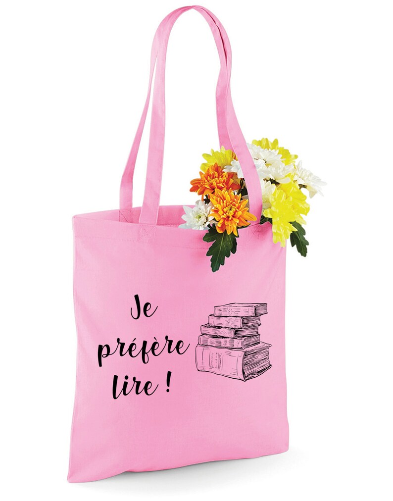 Tote bag personnalisable je préfère lire, idée cadeau fan de lecture roman