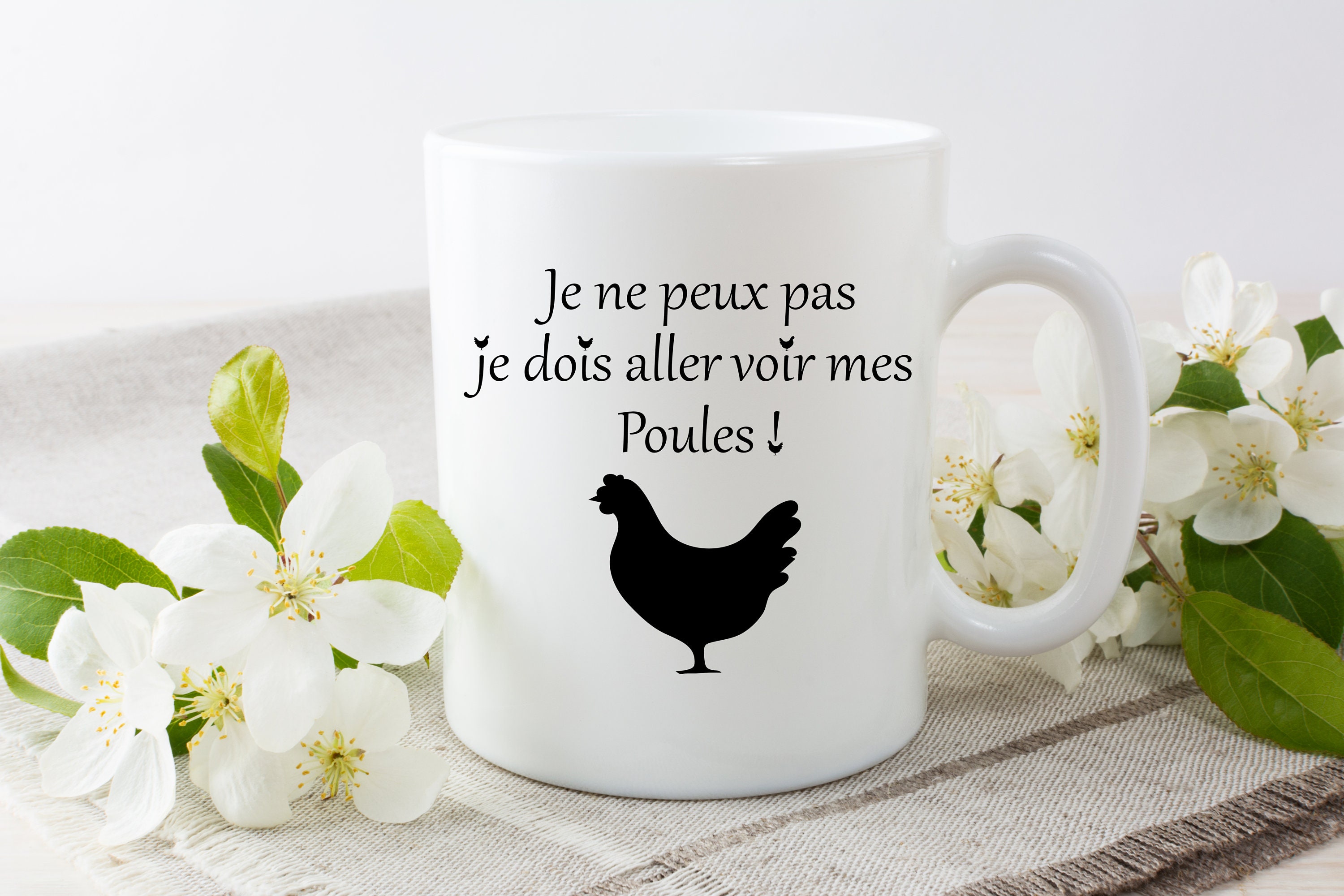 Mug Poule Personnalisable Je Ne Peux Pas Je Dois Aller Voir Mes Poules Cadeau Humoristique