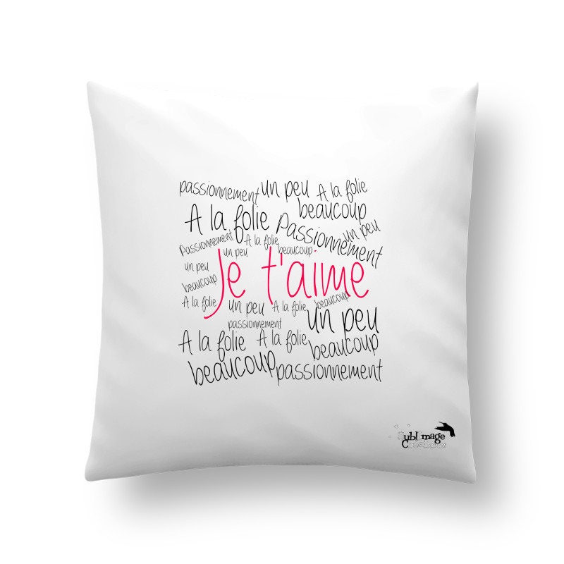 Coussin Personnalisable Je T'aime Un Peu Beaucoup Passionnément à La Folie, Idée Cadeau Original, Sa