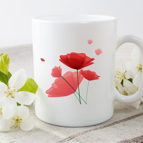 Mug coquelicot, Mug original et personnalisable, idée cadeau, tasse céramique, coquelicot, mug classique ou magique,