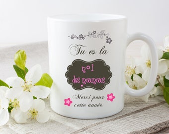Mug Nounou personnalisable existe en mug classique ou mug magique ! idée cadeau assistante maternelle.