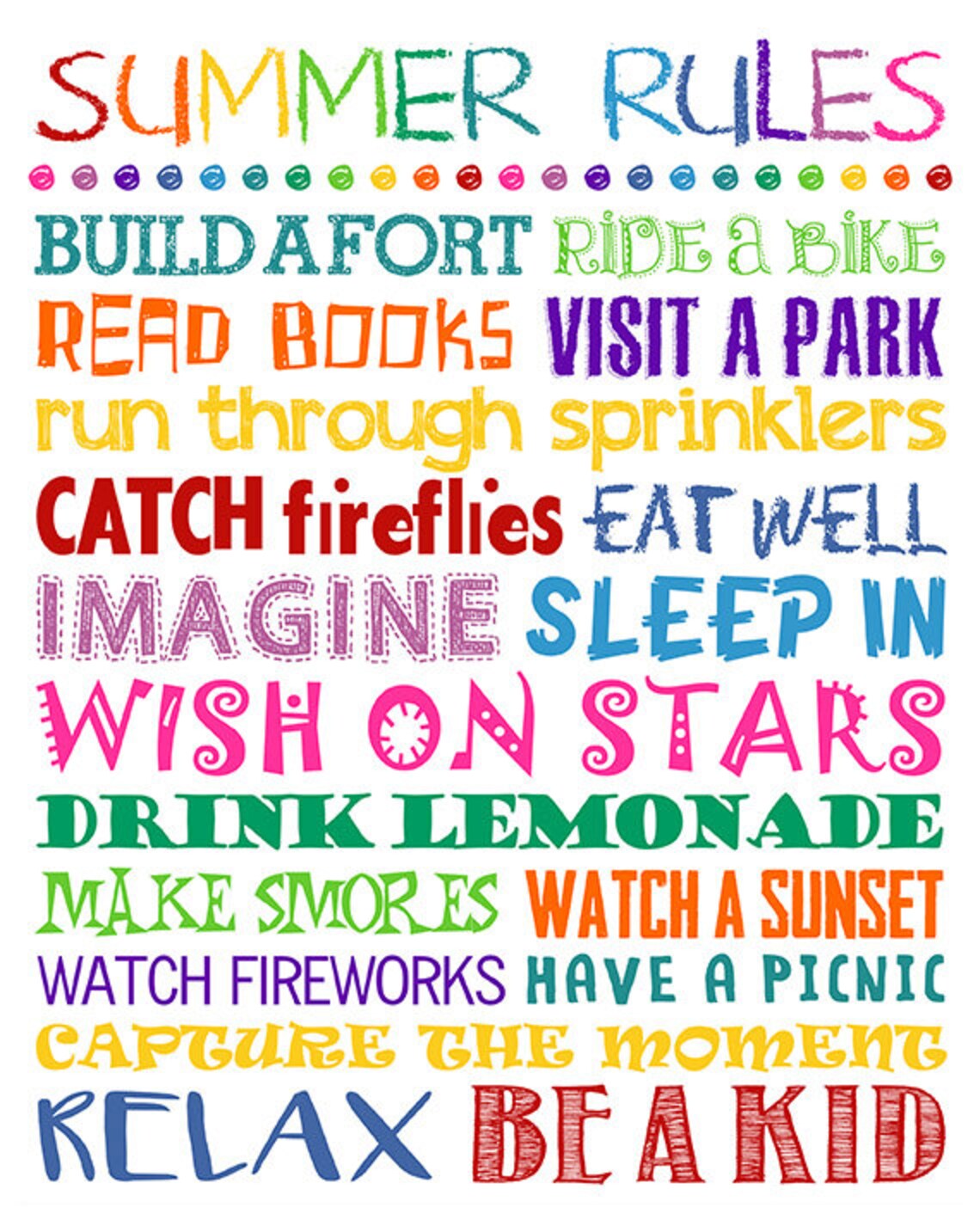 Summer Bucket List. Summer Rules Sign. Summer Decor. Summer Etsy