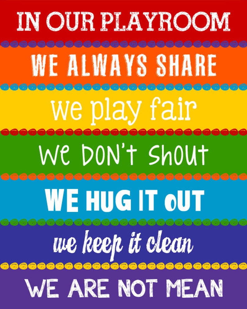 Playroom Rules Sign. Childrens Wall Art. Kids Room Decor. Rainbow Playroom Sign. Playroom Decor. Playroom Wall Art. In Our Playroom We... image 2